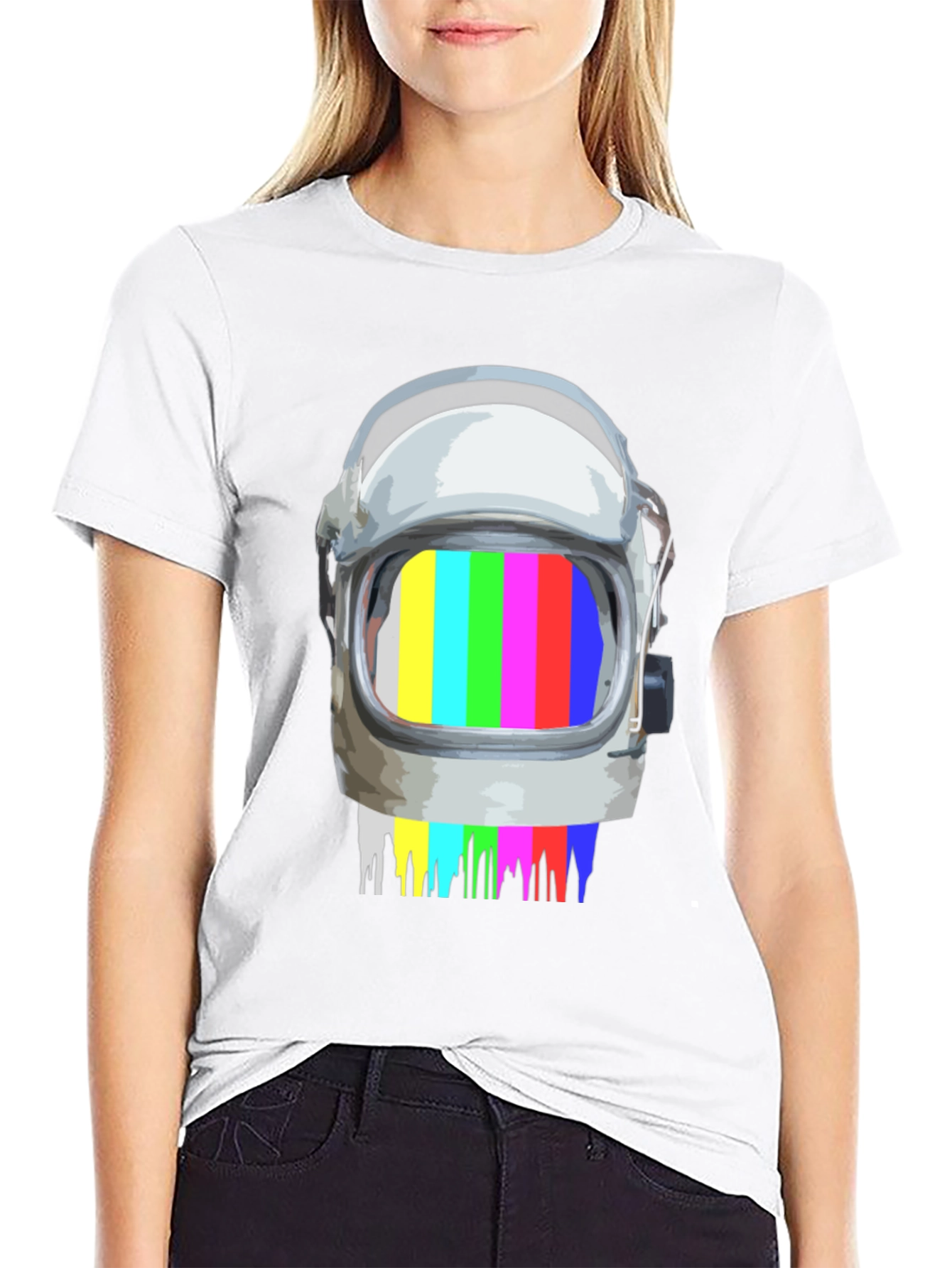 Retro Astronaut Helmet Glitch T-Shirt