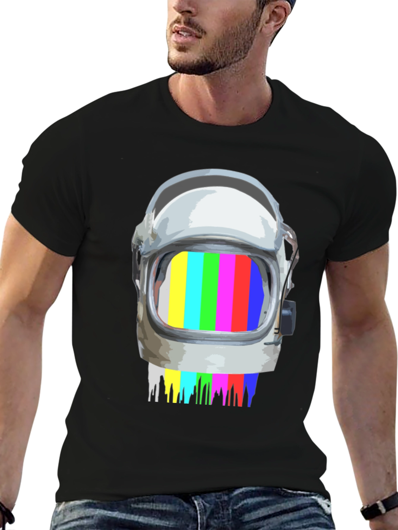 Retro Astronaut Helmet Glitch T-Shirt