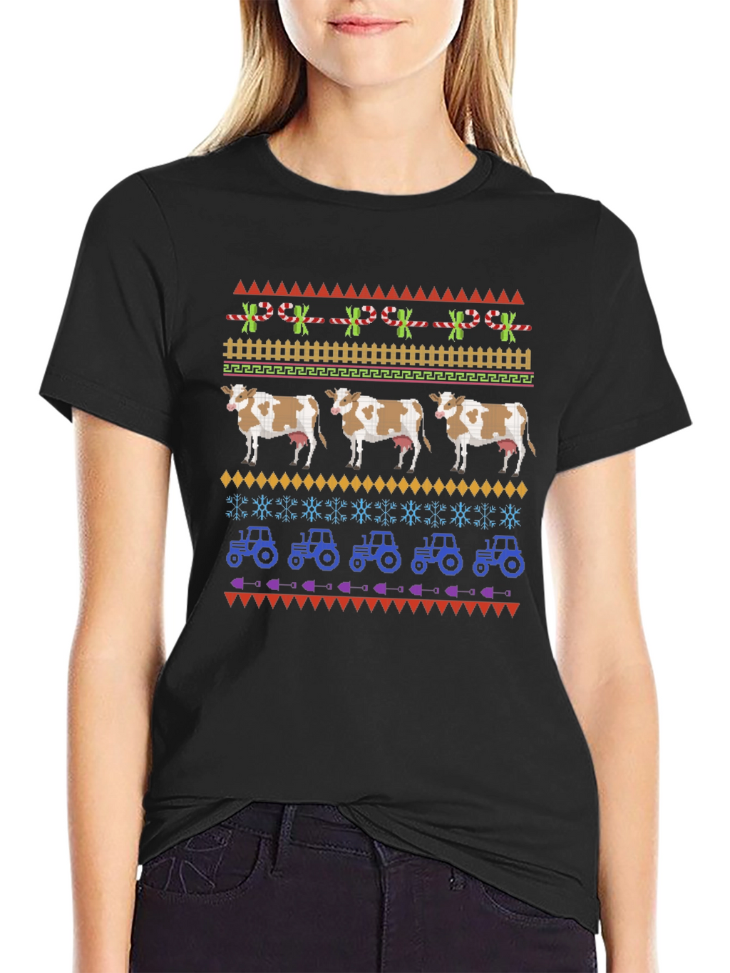 Novelty Cow & Tractor Graphic Tee