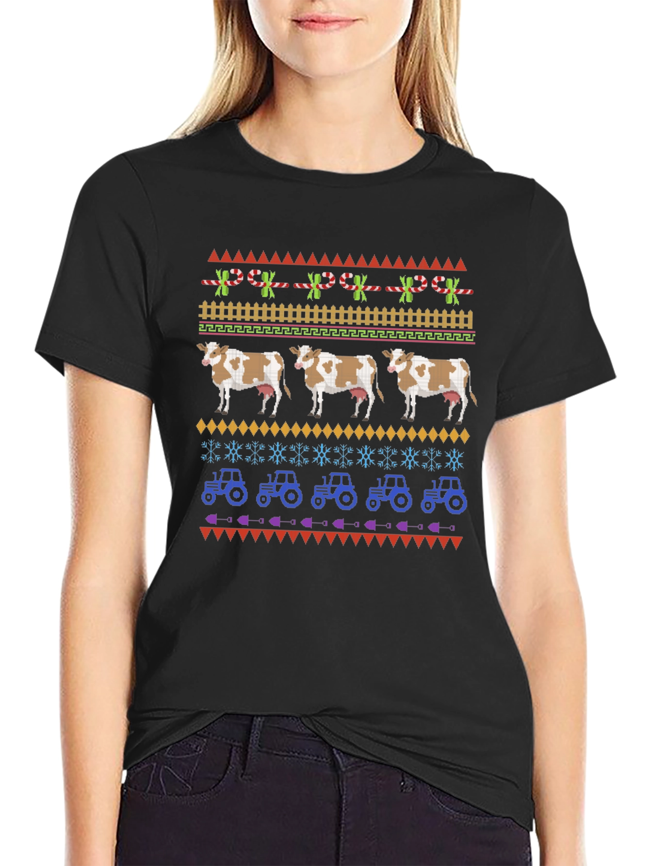 Novelty Cow & Tractor Graphic Tee