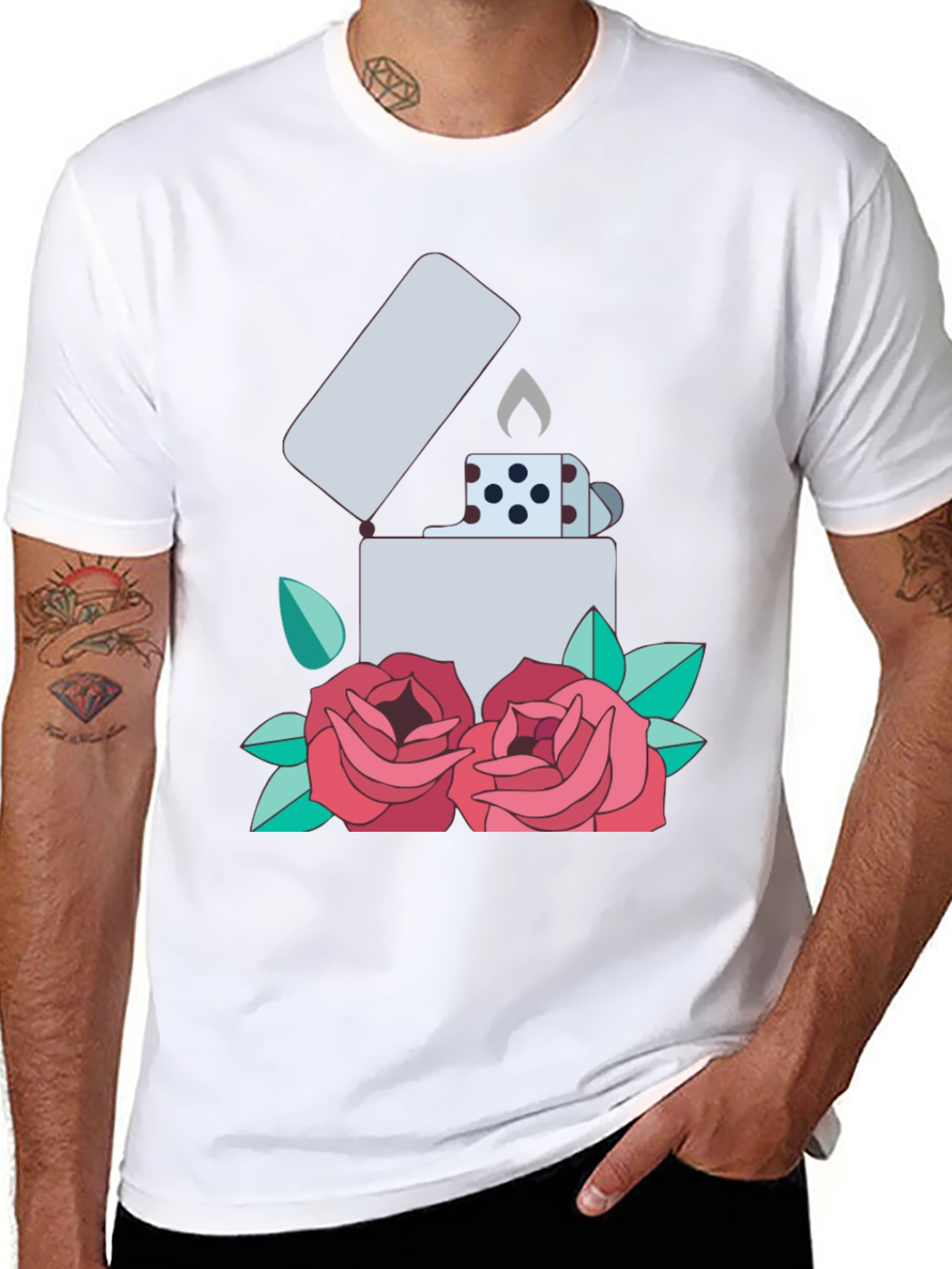 Lighter & Roses Graphic T-Shirt