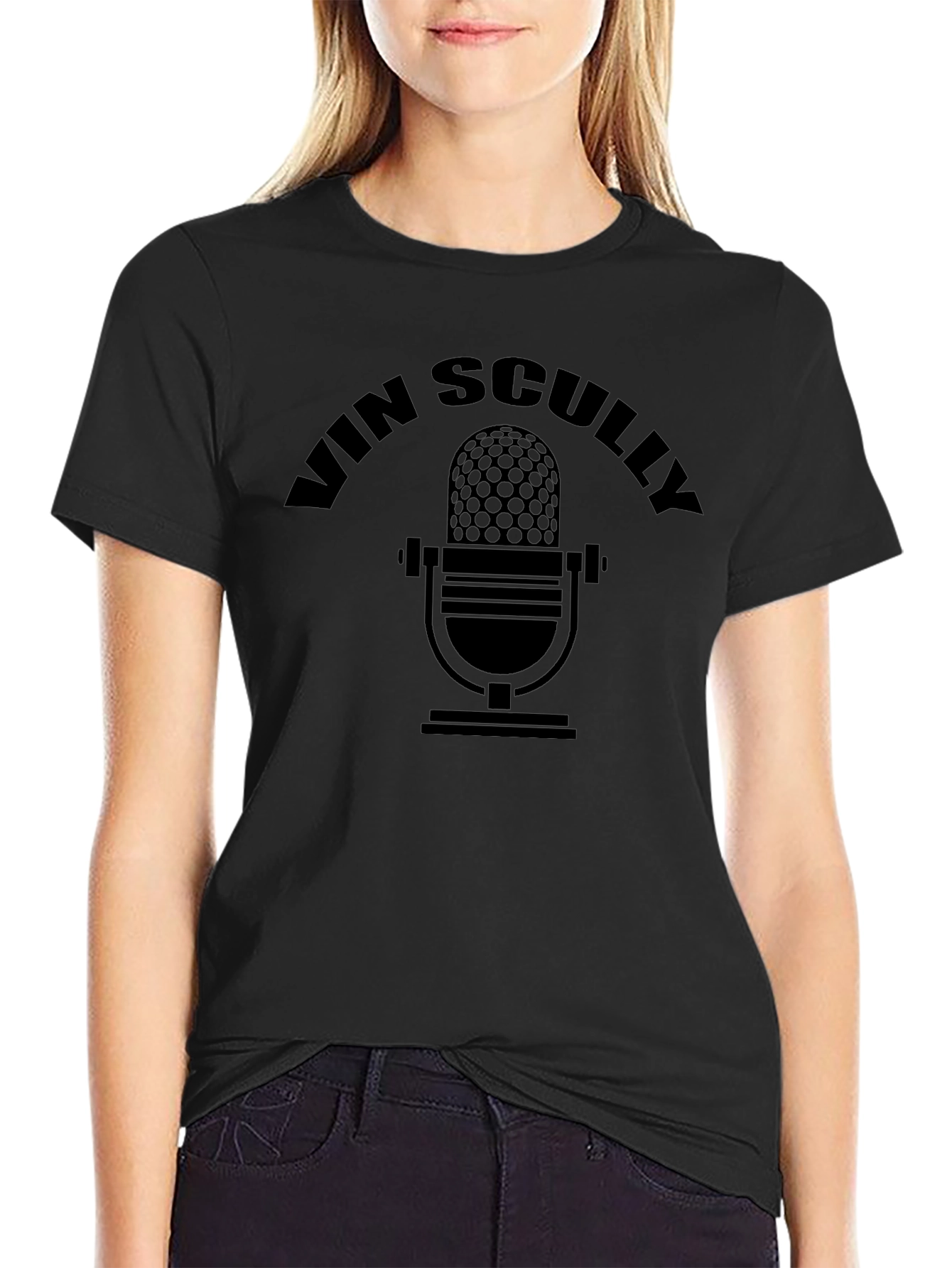 Vin Scully Microphone T-Shirt - Classic Broadcaster Tee