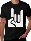 Rock On! Graphic Print Black T-Shirt