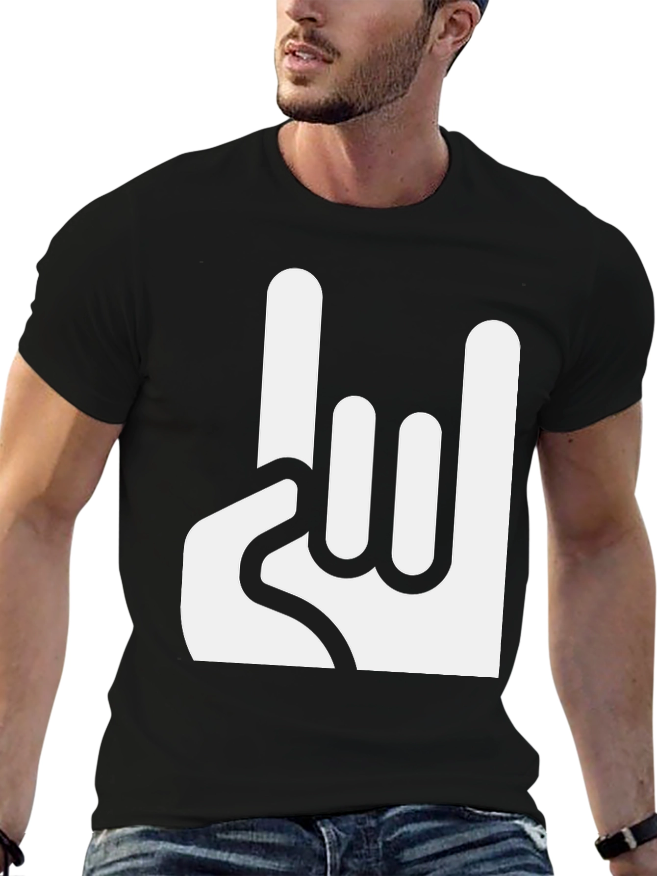 Rock On! Graphic Print Black T-Shirt