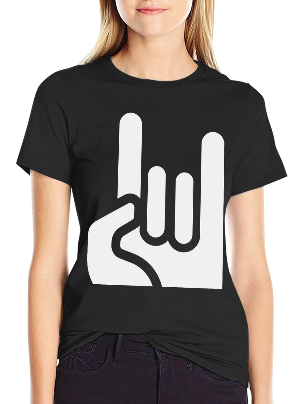 Rock On! Graphic Print Black T-Shirt
