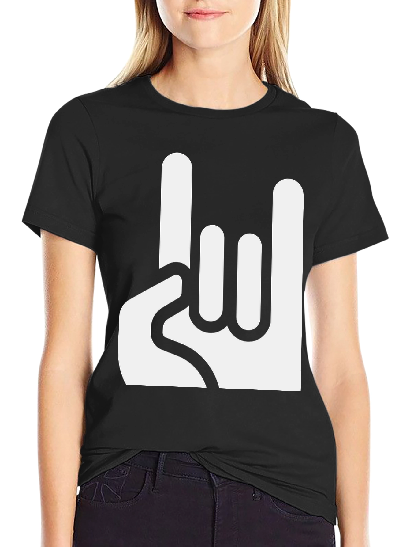 Rock On! Graphic Print Black T-Shirt