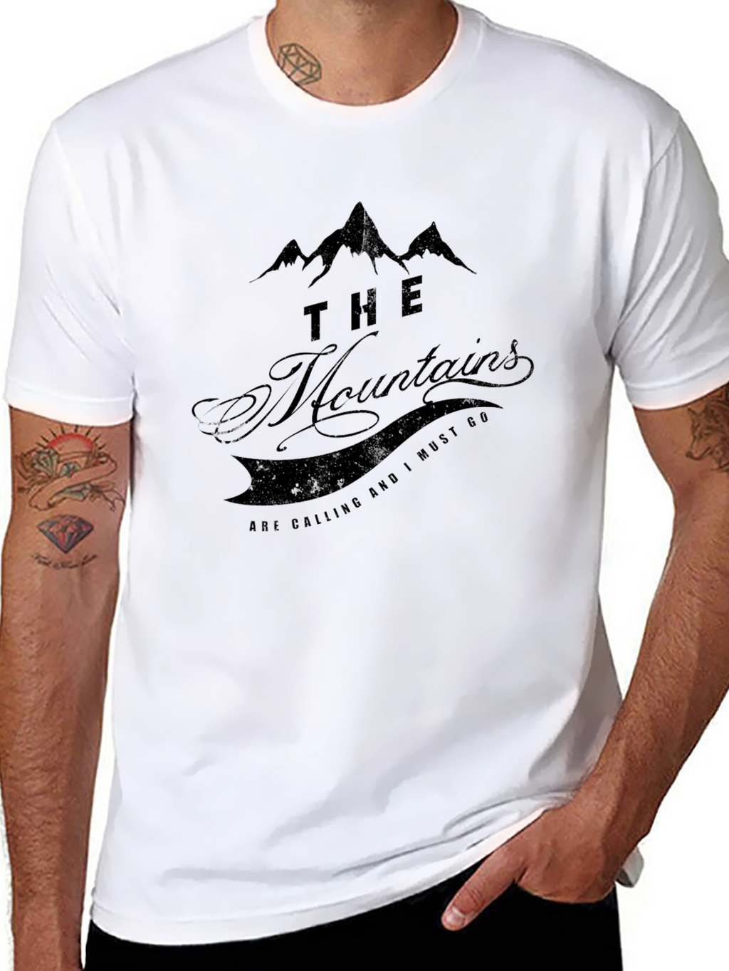The Mountains Are Calling Black T-Shirt