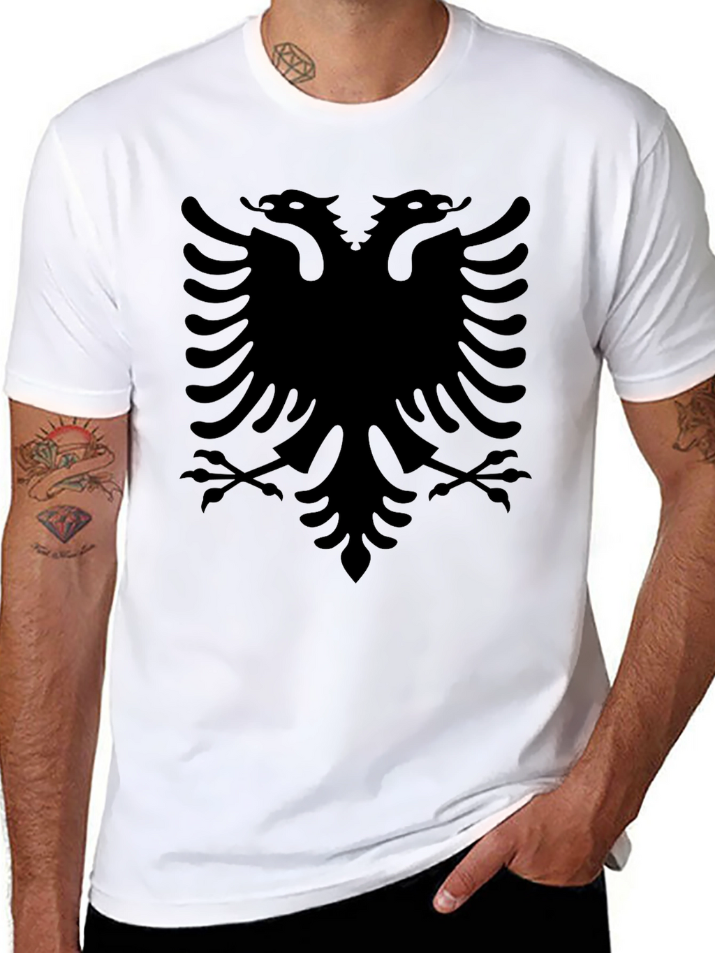 Albanian Eagle Graphic T-Shirt - Bold Black Design