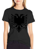 Albanian Eagle Graphic T-Shirt - Bold Black Design