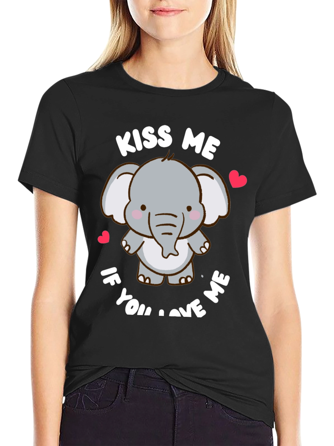 Kiss Me If You Love Me Elephant T-Shirt