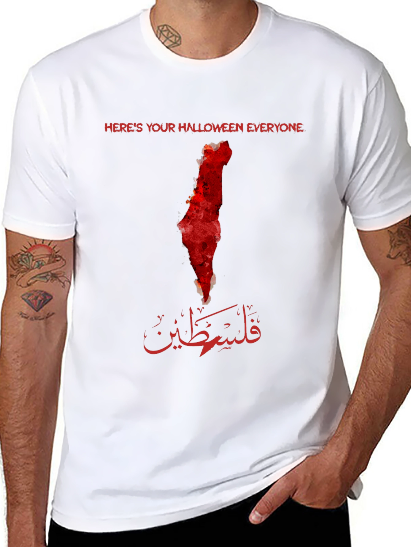 Halloween Palestine Map T-Shirt