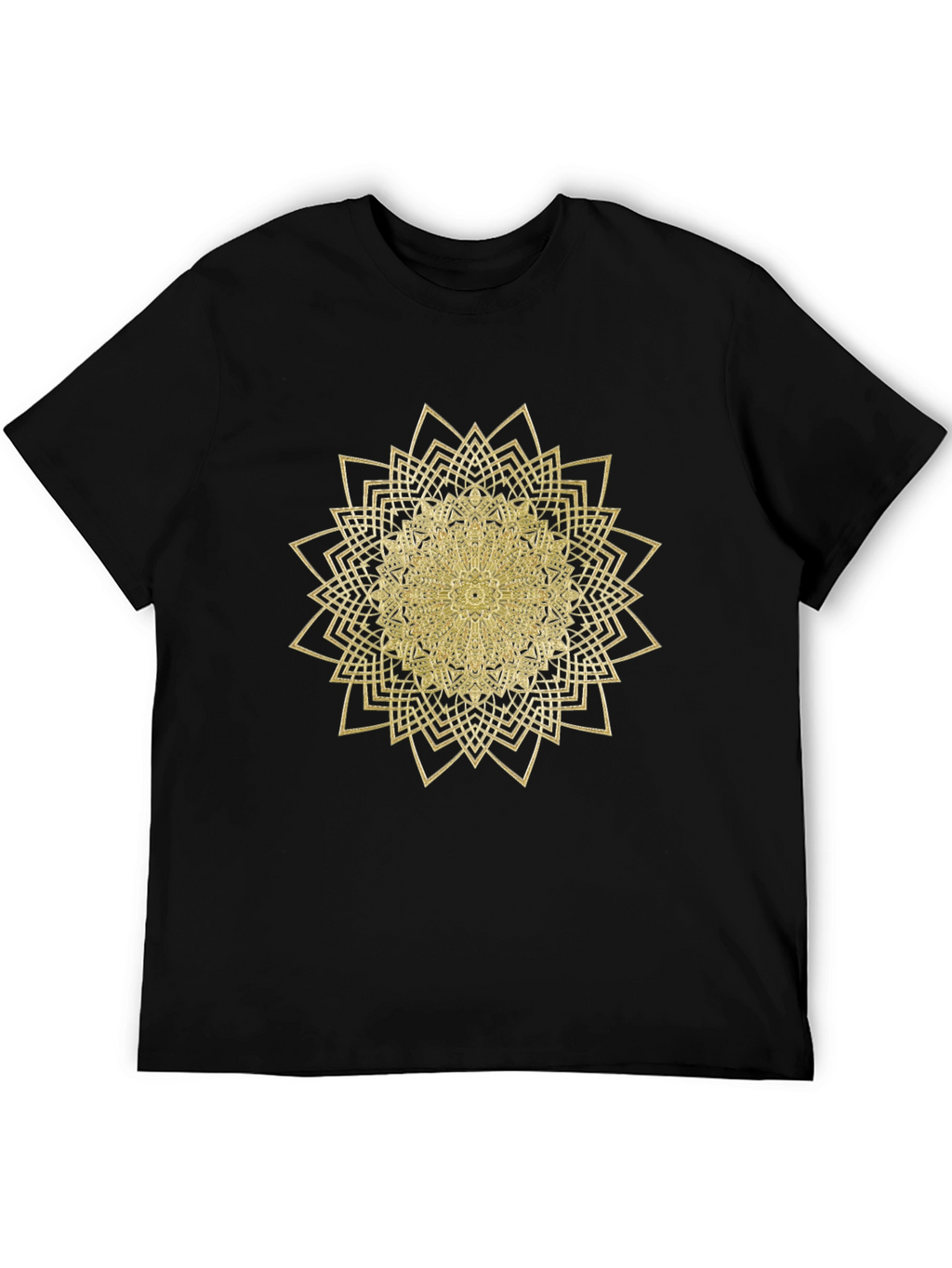 Mens Black T-Shirt with Gold Mandala Design