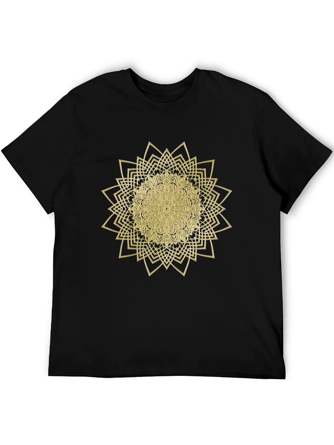 Mens Black T-Shirt with Gold Mandala Design
