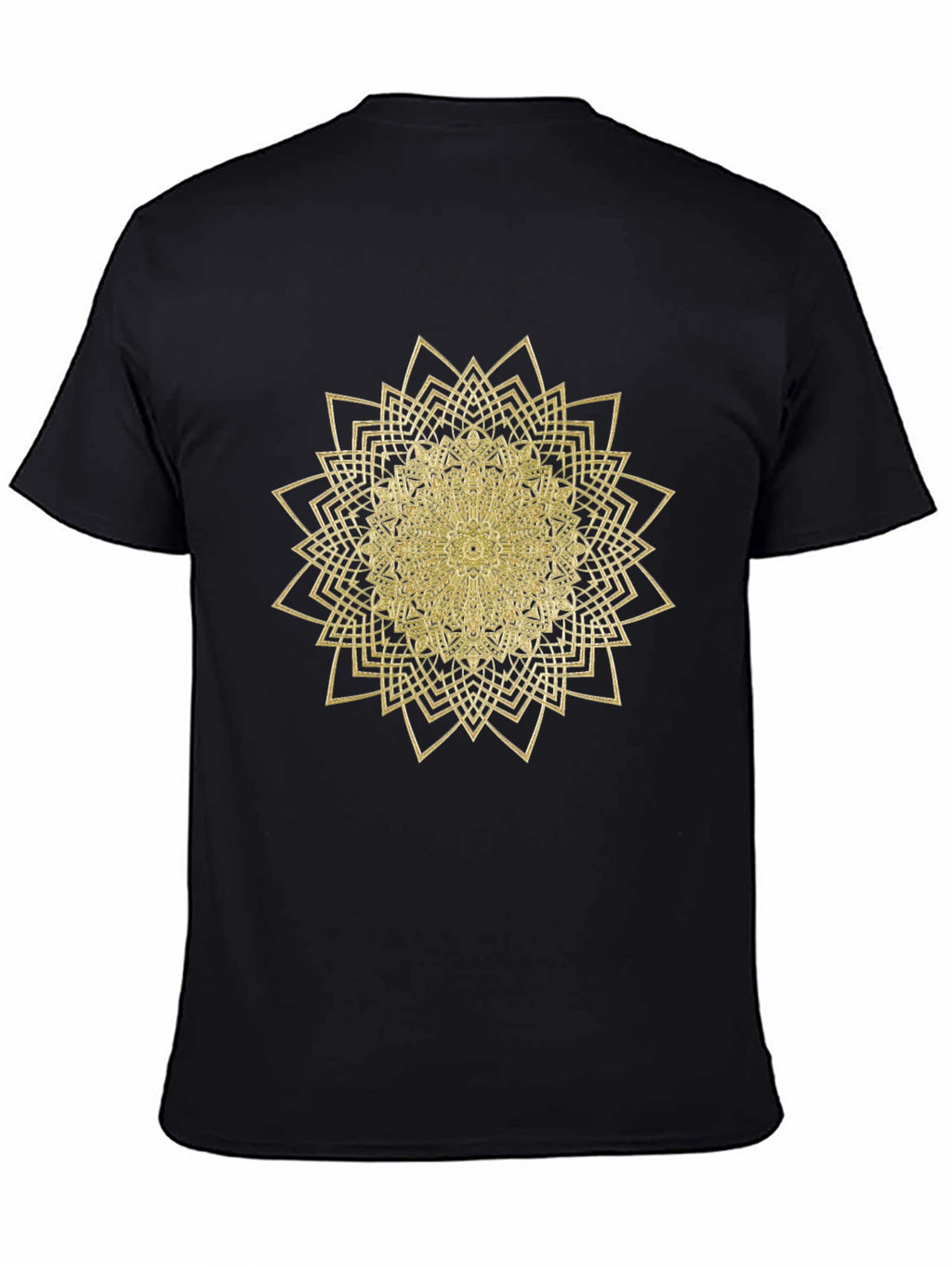 Mens Black T-Shirt with Gold Mandala Design