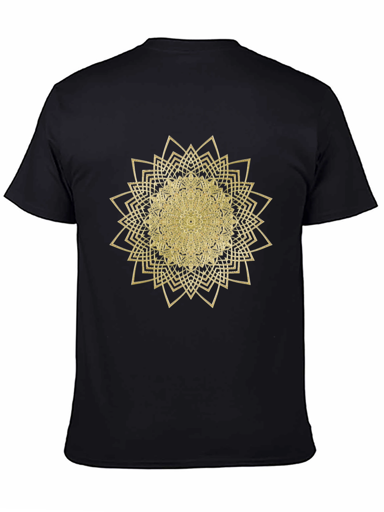 Mens Black T-Shirt with Gold Mandala Design