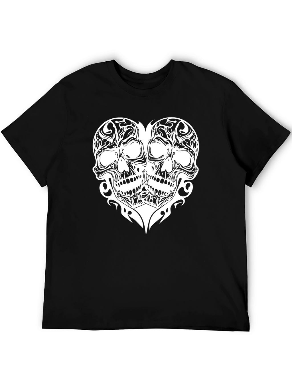 Skull Heart Graphic Print Black T-Shirt