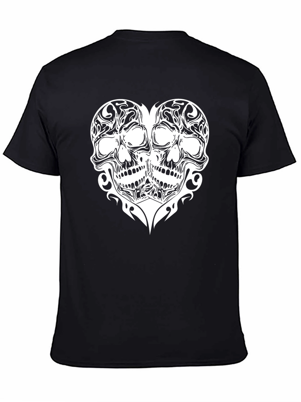 Skull Heart Graphic Print Black T-Shirt