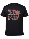 Relax Saxophone Player Graphic Tee - Black