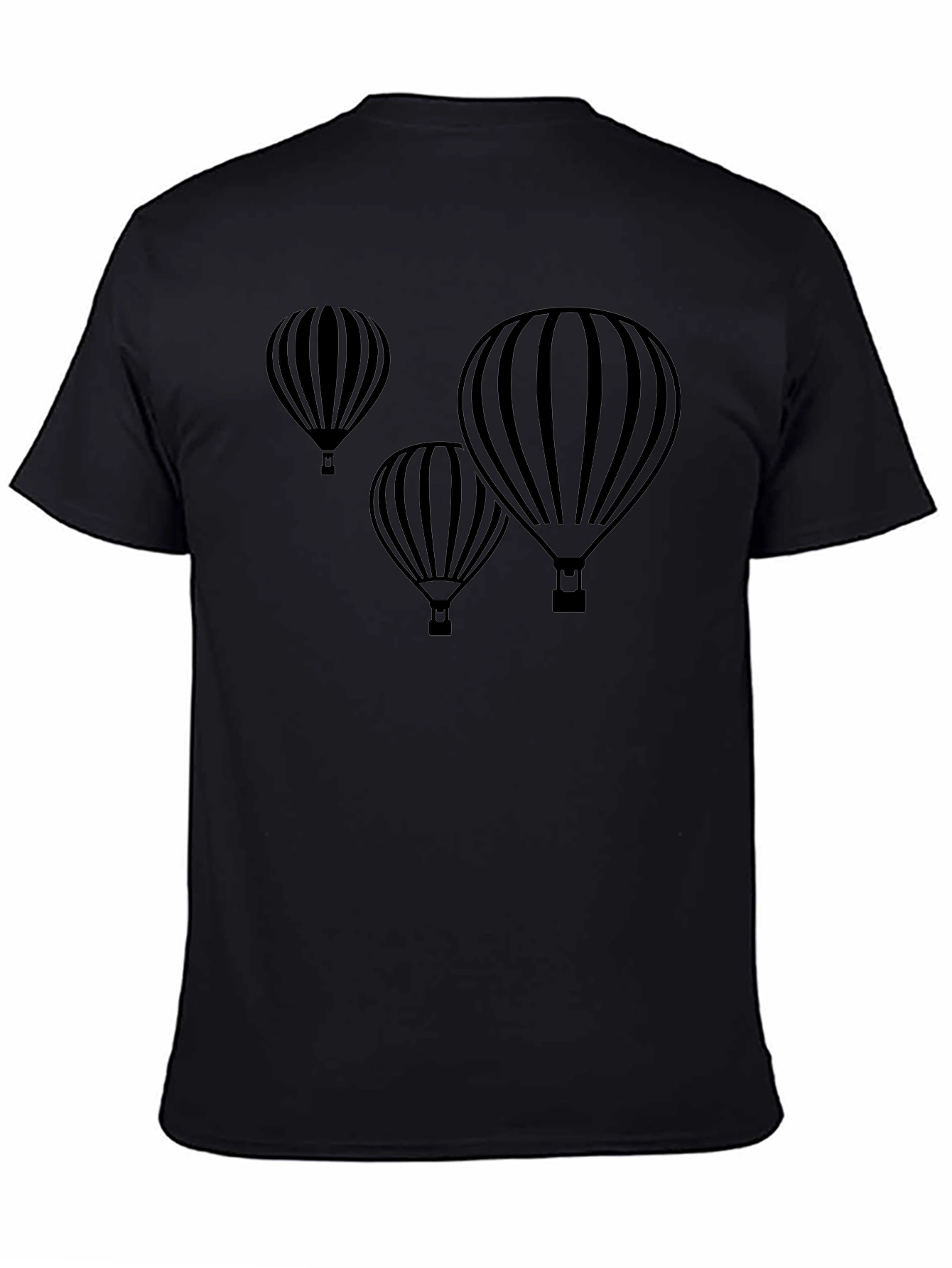 Mens Black Hot Air Balloon Graphic T-Shirt