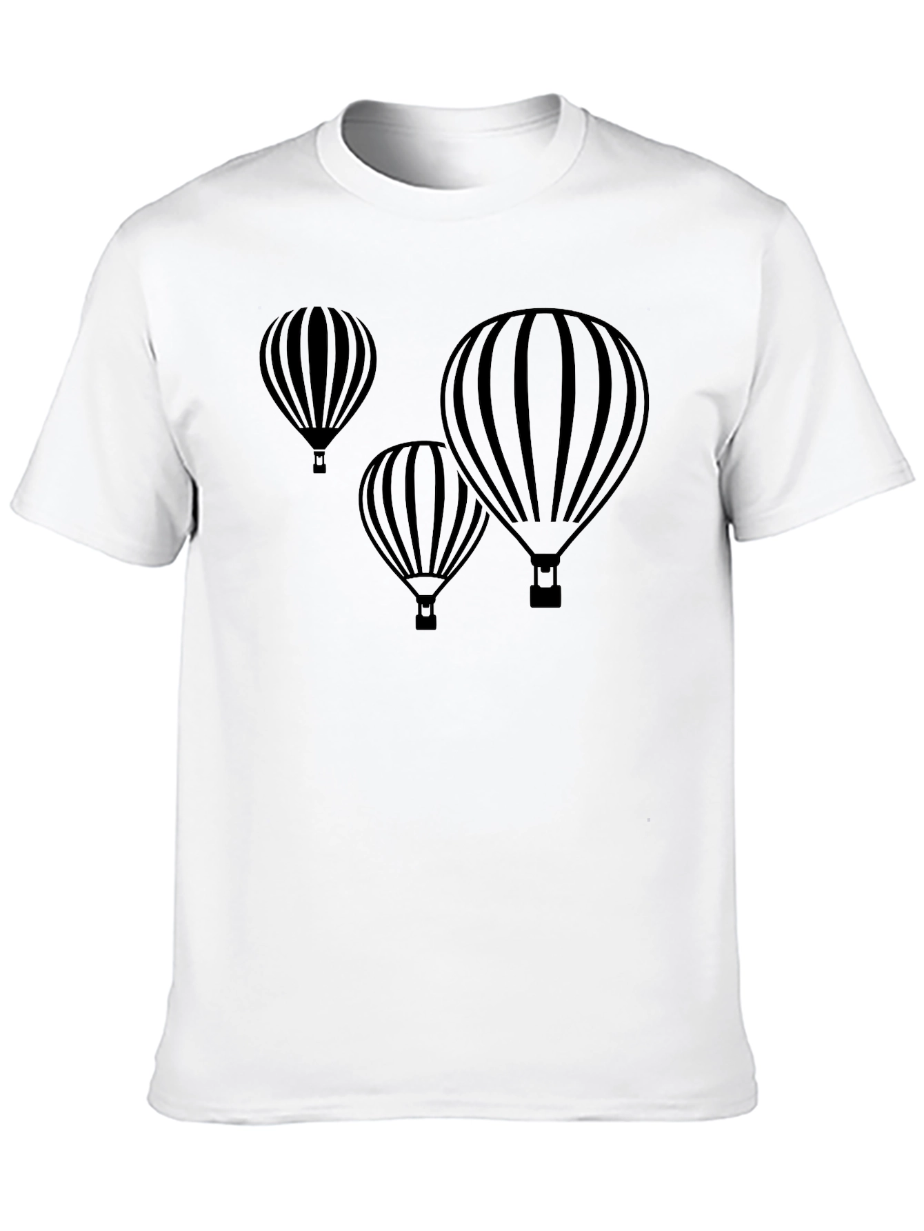Mens Black Hot Air Balloon Graphic T-Shirt