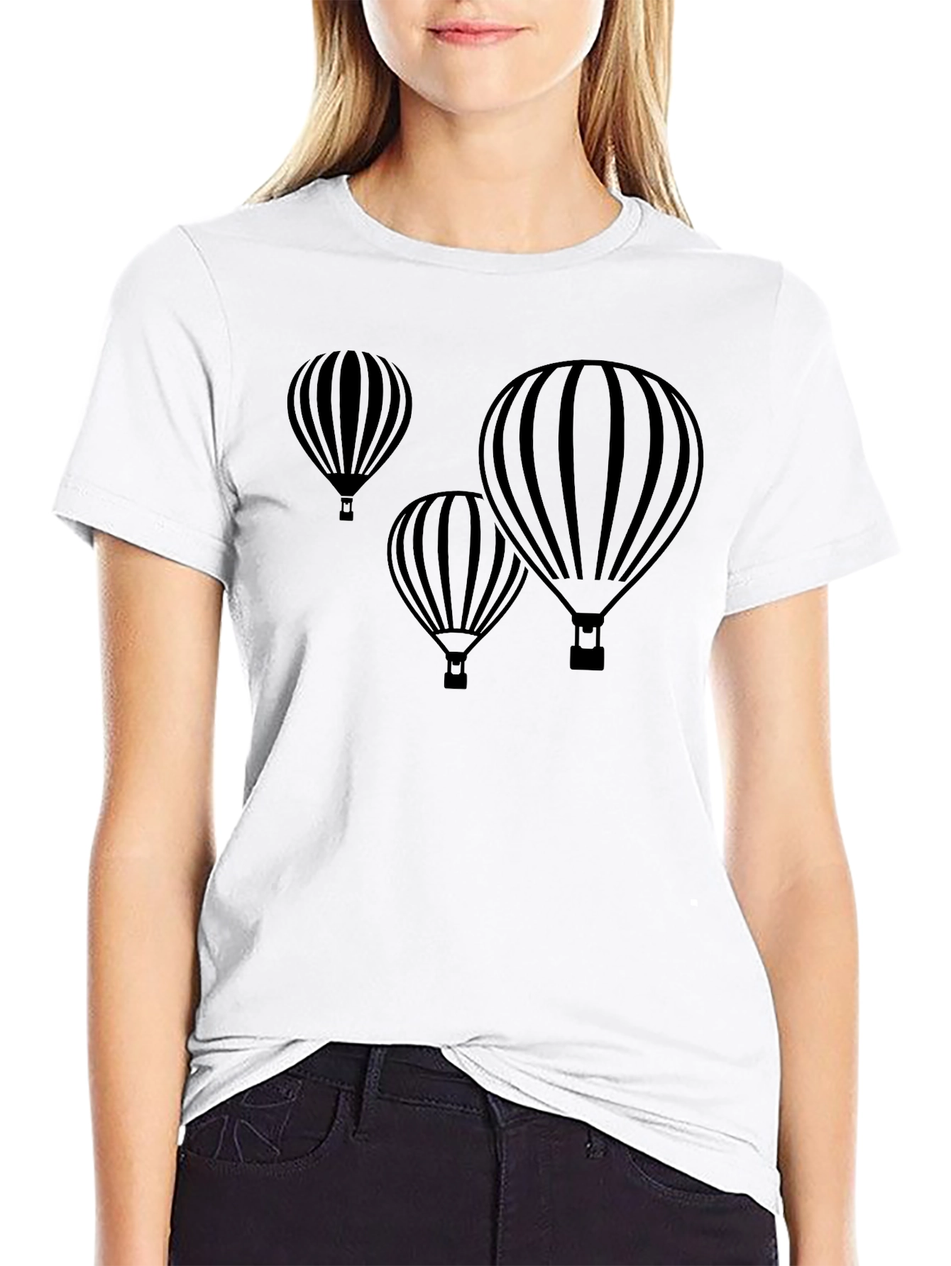 Mens Black Hot Air Balloon Graphic T-Shirt