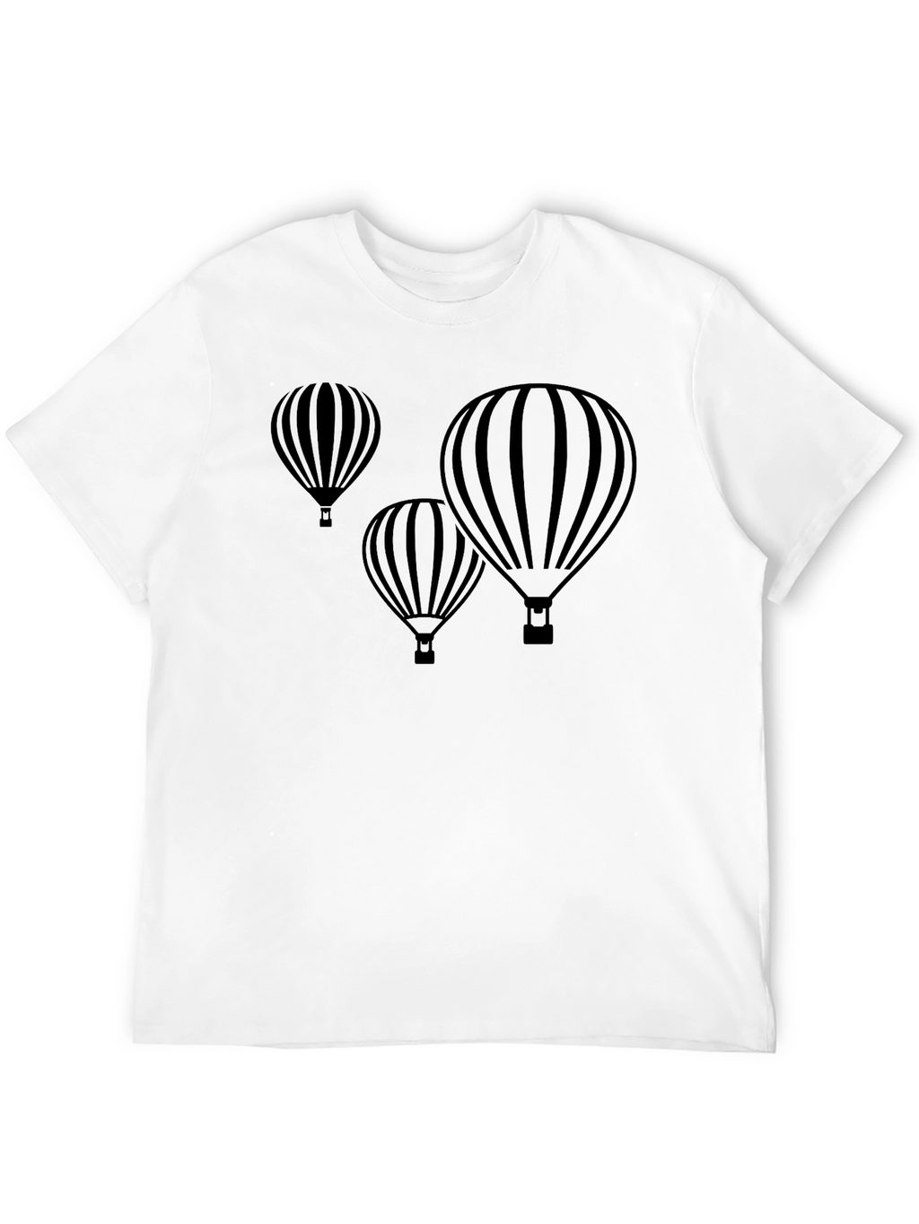 Mens Black Hot Air Balloon Graphic T-Shirt