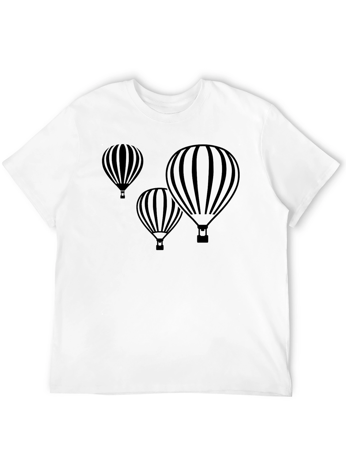 Mens Black Hot Air Balloon Graphic T-Shirt