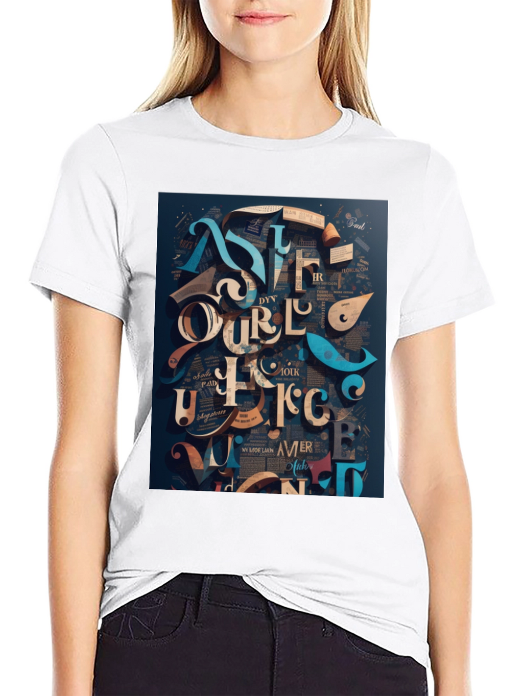 Abstract Lettering Graphic Tee - Black