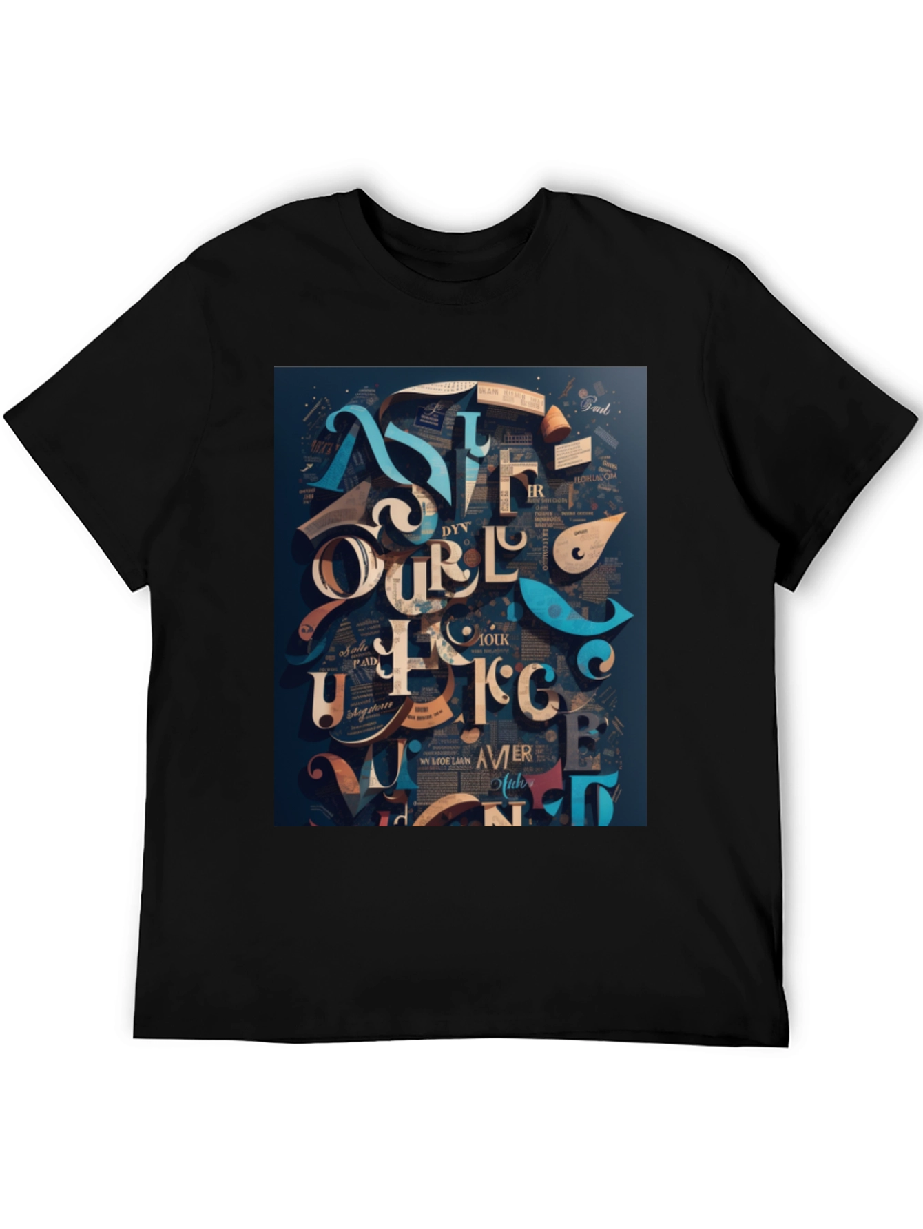 Abstract Lettering Graphic Tee - Black
