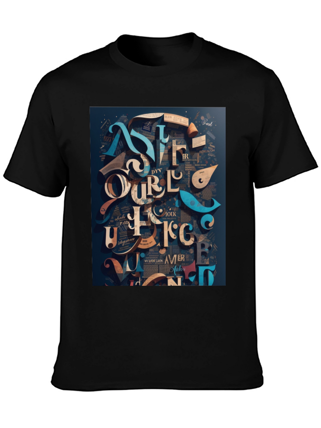 Abstract Lettering Graphic Tee - Black