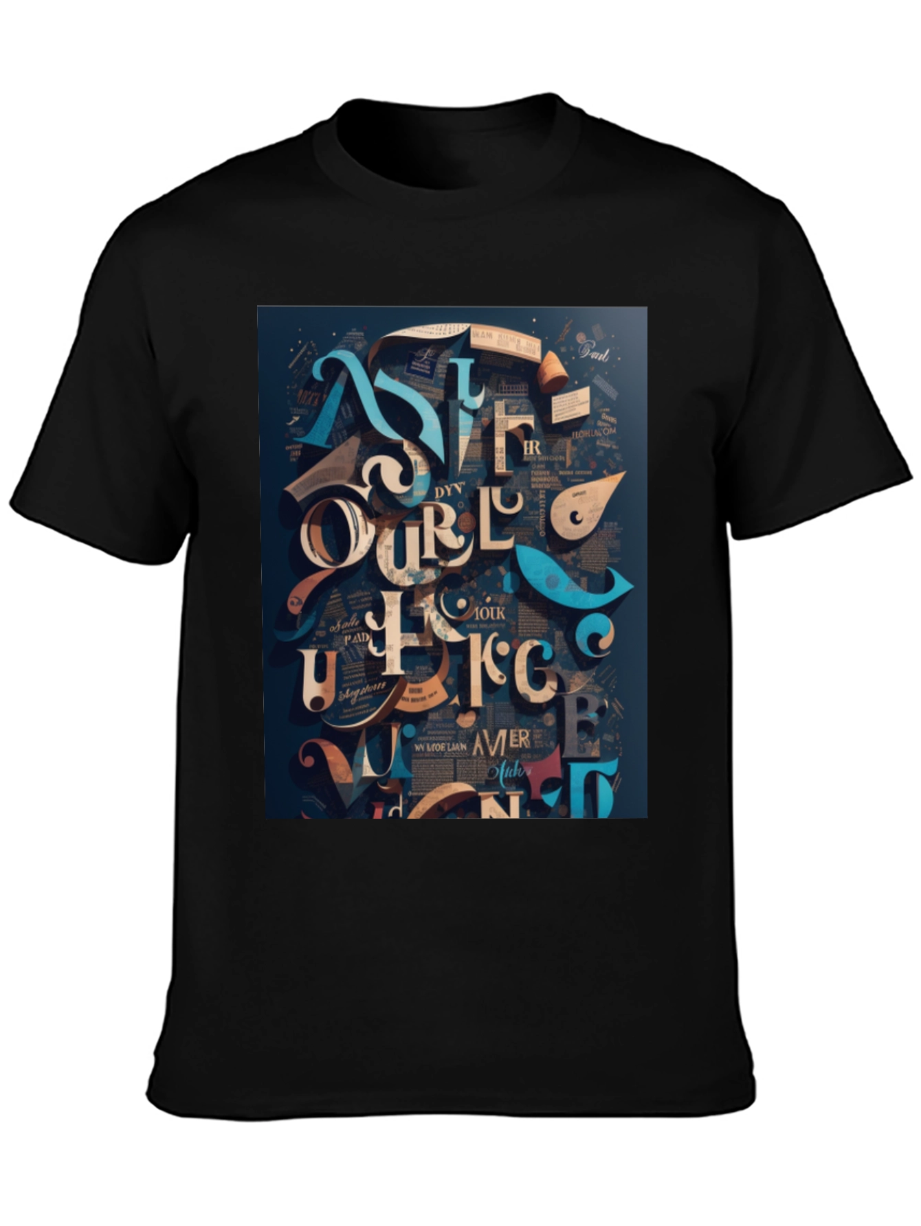 Abstract Lettering Graphic Tee - Black