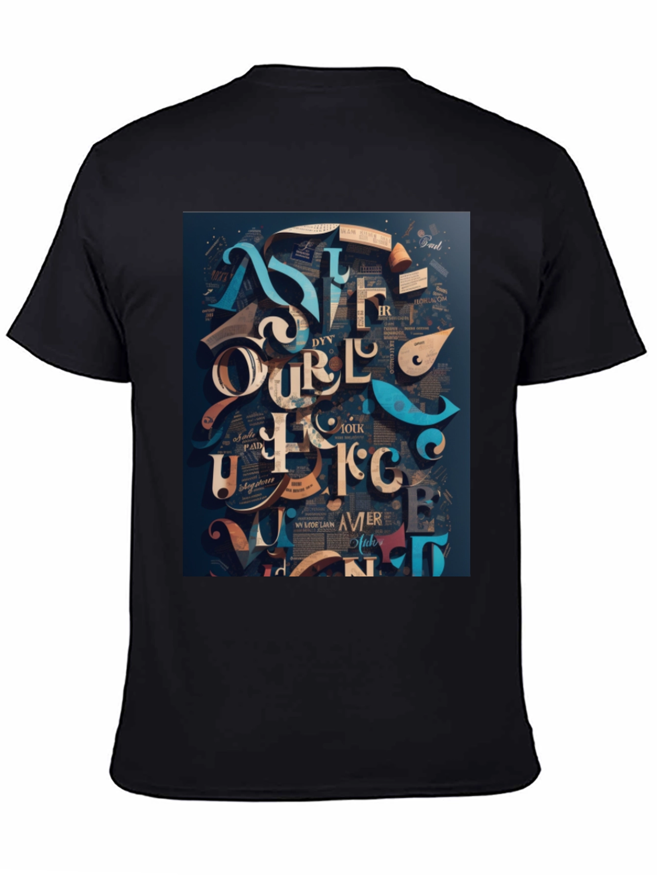 Abstract Lettering Graphic Tee - Black