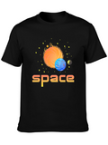 Space Graphic Print T-Shirt - Stylish Outer Space Design
