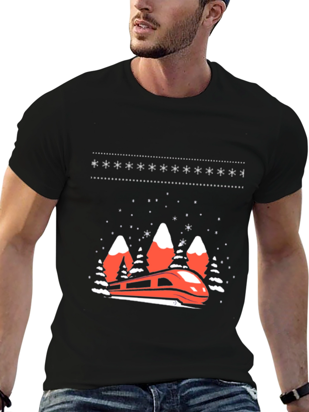 Festive Train Graphic Tee - Holiday Style
