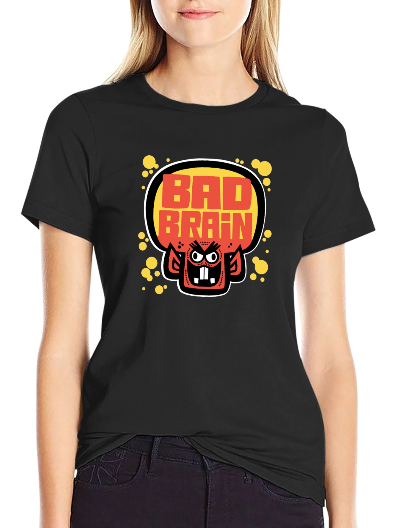 Bad Brains Cartoon Monster Graphic Black T-Shirt