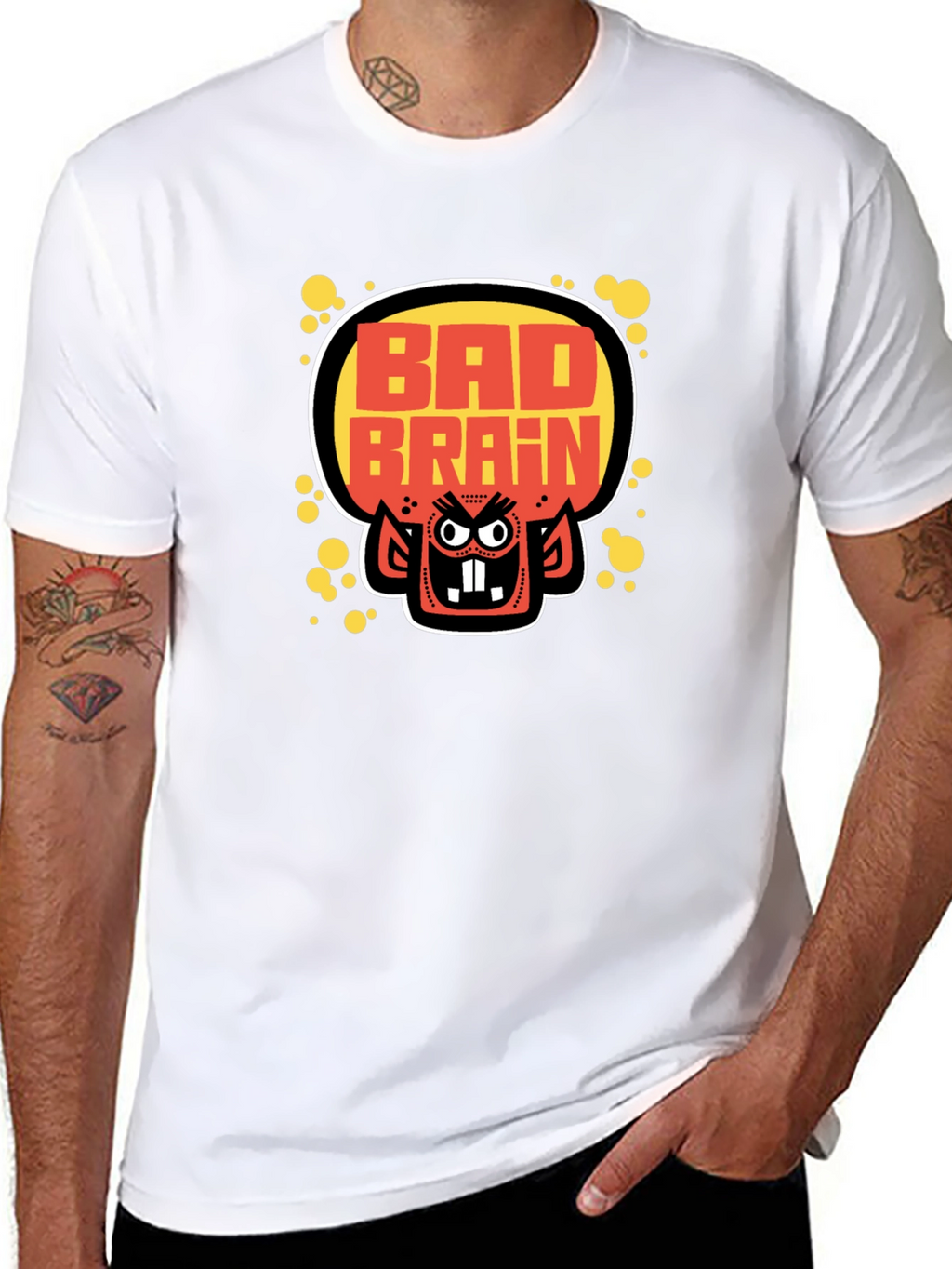 Bad Brains Cartoon Monster Graphic Black T-Shirt