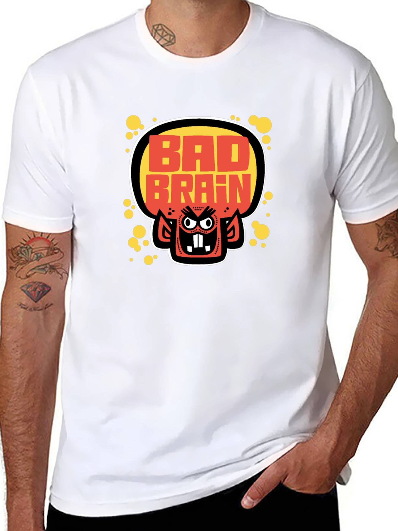 Bad Brains Cartoon Monster Graphic Black T-Shirt
