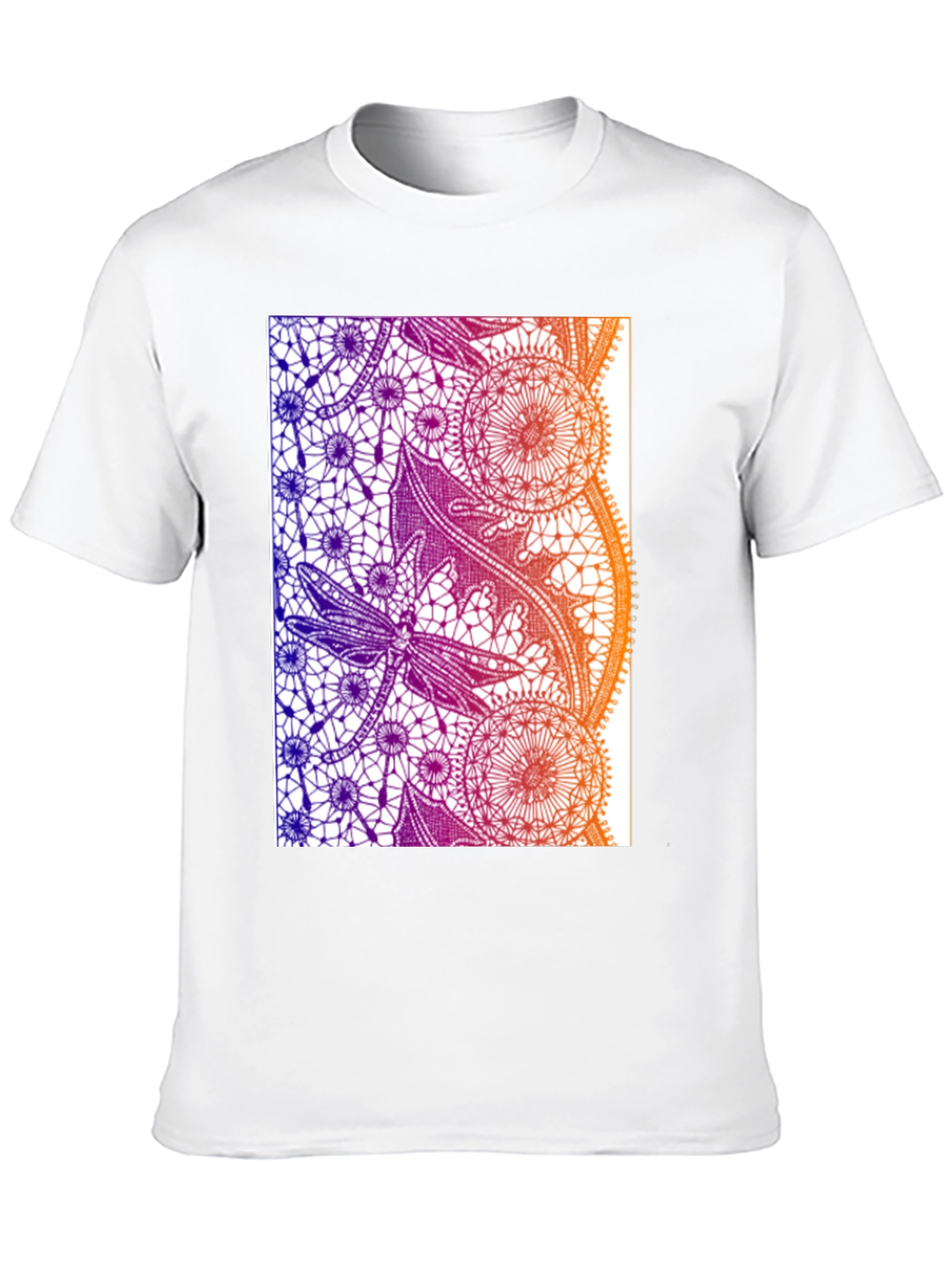 Lace Dragonfly Graphic Tee - Black Cotton Casual T-Shirt