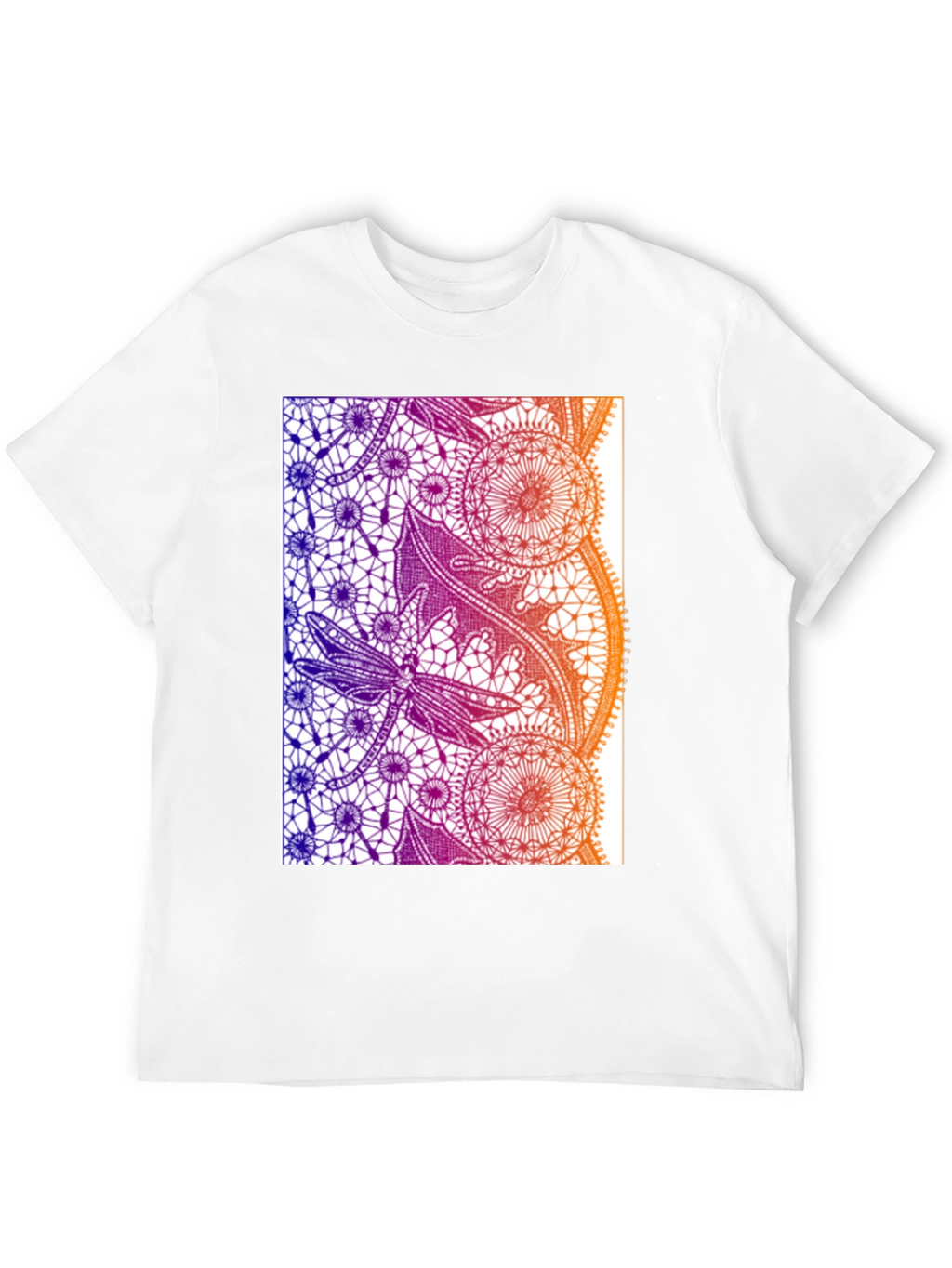 Lace Dragonfly Graphic Tee - Black Cotton Casual T-Shirt
