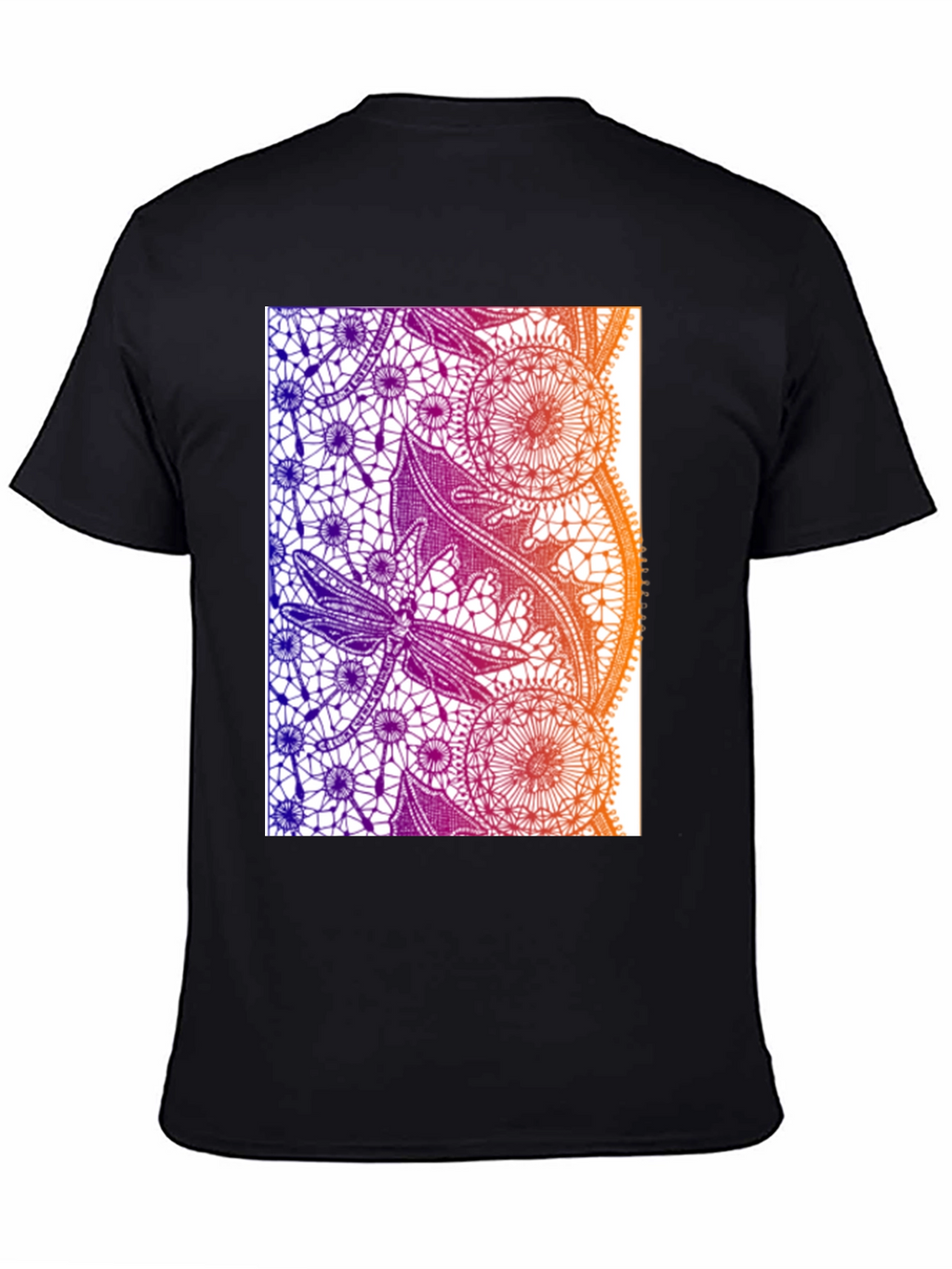 Lace Dragonfly Graphic Tee - Black Cotton Casual T-Shirt