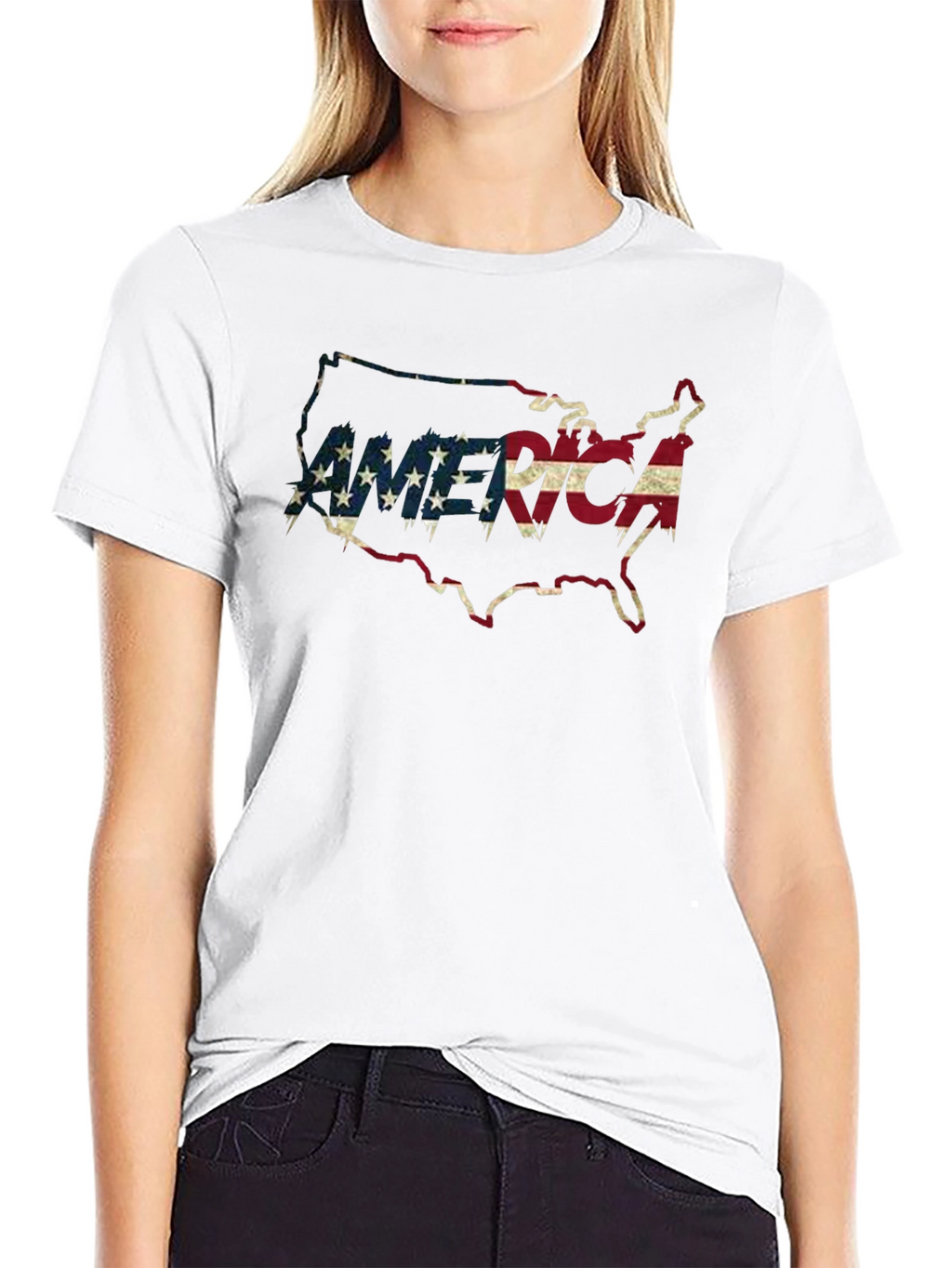 USA Flag Map Graphic Tee - Patriotic Black T-Shirt
