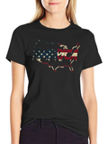 USA Flag Map Graphic Tee - Patriotic Black T-Shirt