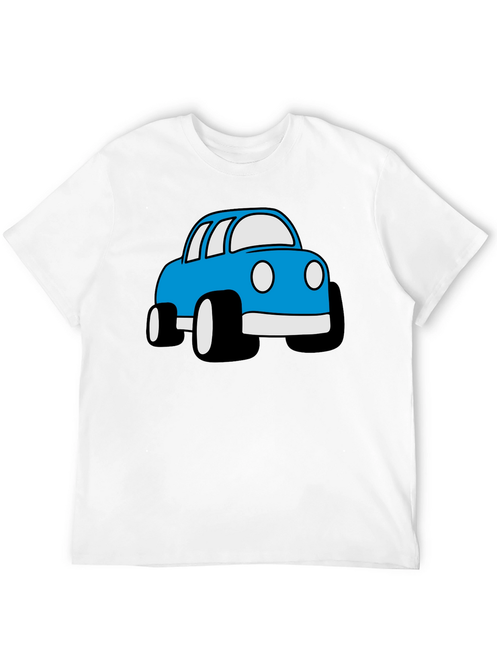 Blue Cartoon Car Graphic Black T-Shirt
