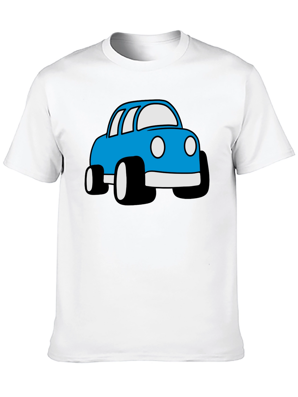 Blue Cartoon Car Graphic Black T-Shirt