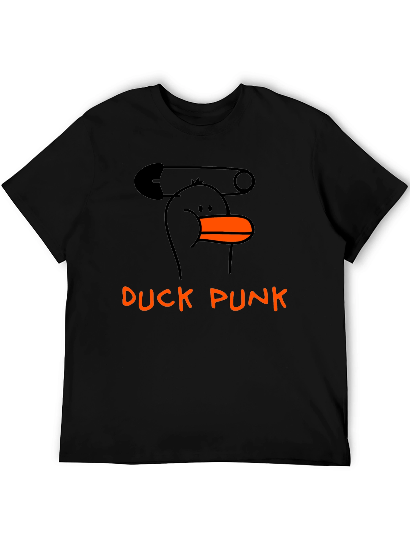 Duck Punk Black Cotton Graphic T-Shirt