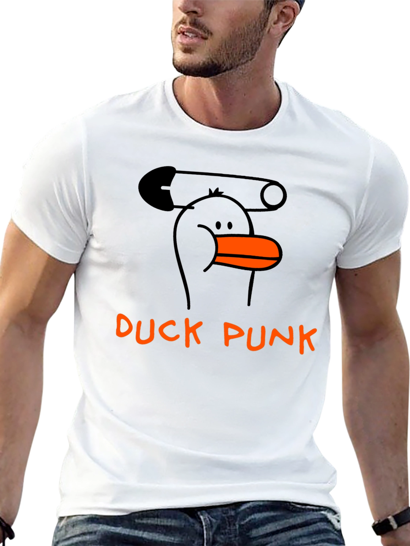 Duck Punk Black Cotton Graphic T-Shirt