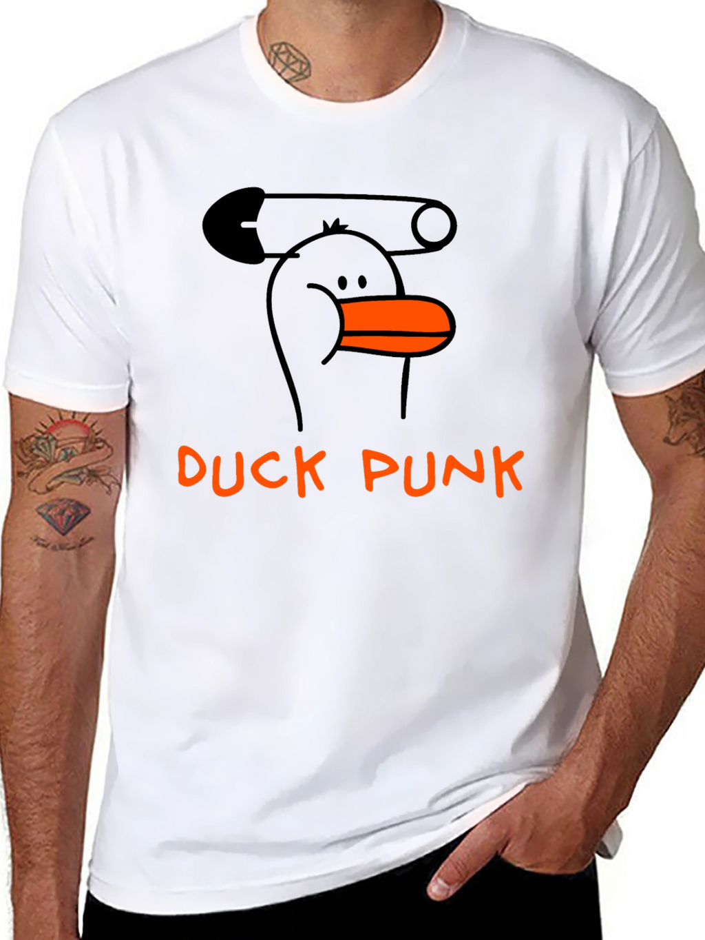 Duck Punk Black Cotton Graphic T-Shirt