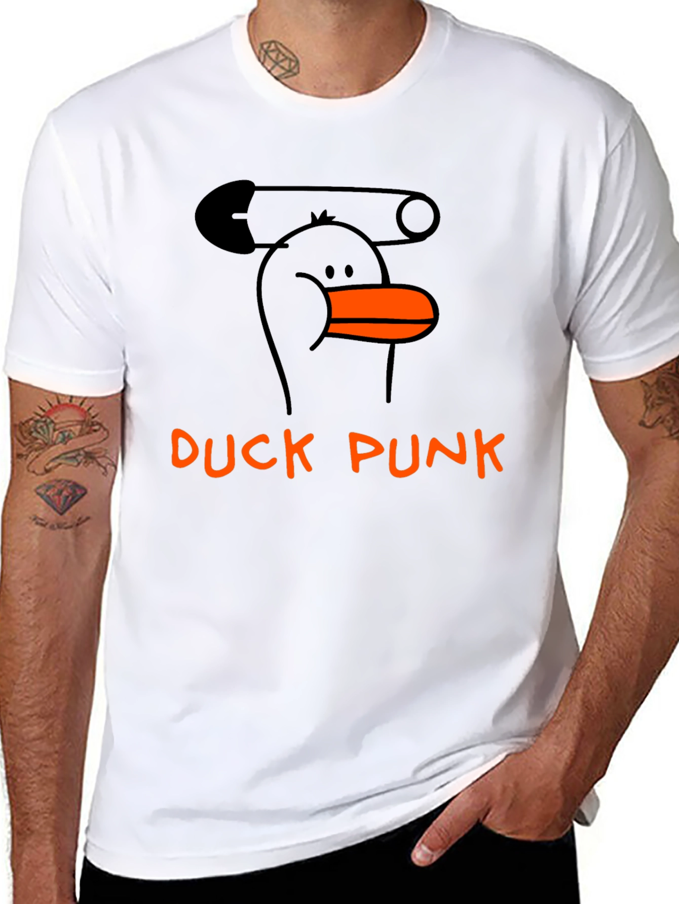 Duck Punk Black Cotton Graphic T-Shirt