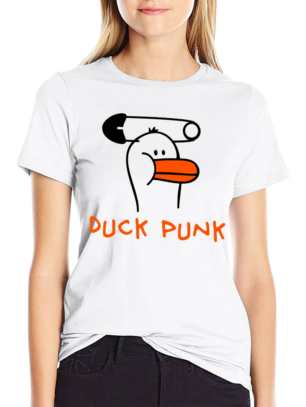 Duck Punk Black Cotton Graphic T-Shirt