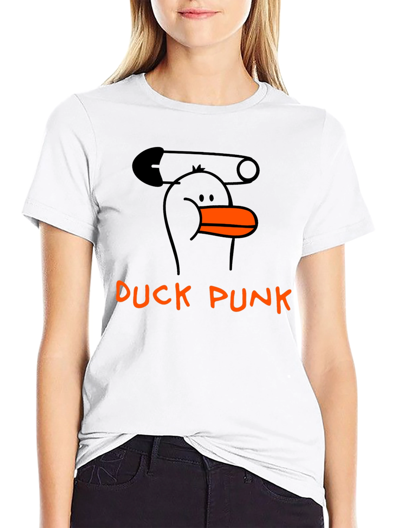 Duck Punk Black Cotton Graphic T-Shirt